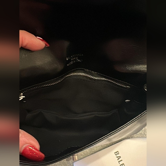 Chic Black Leather Clutch with Chain Strap